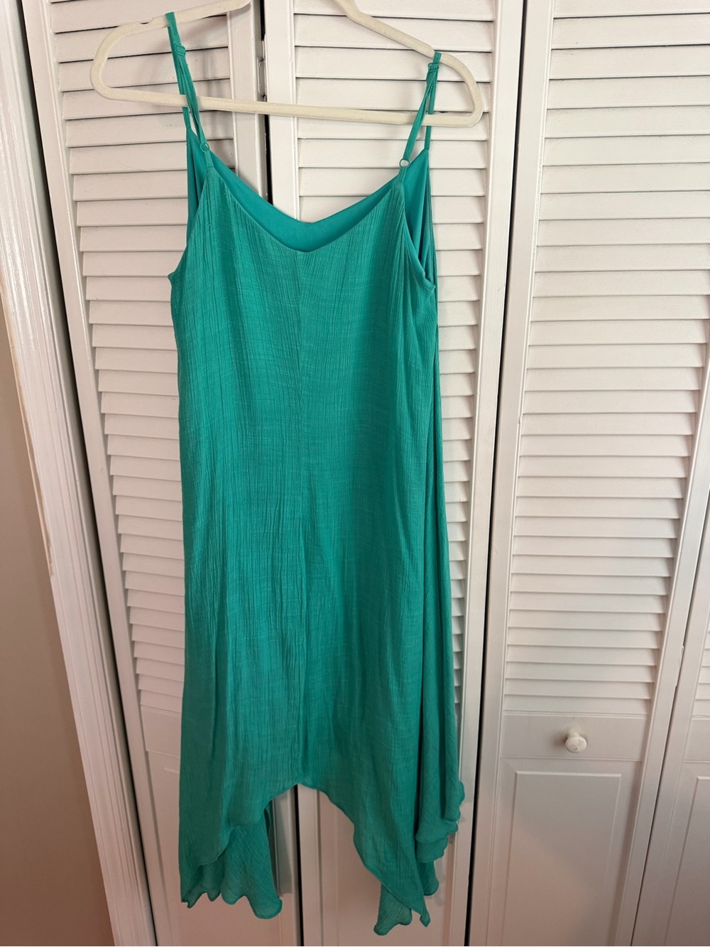 Luxology Teal Green Slip Dress with Handkerchief Hem - Picture 4 of 9
